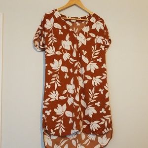 Orange floral print dress